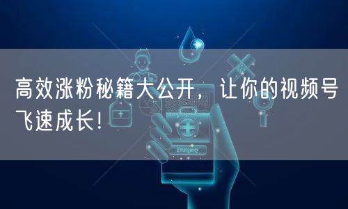 高效涨粉秘籍大公开,让你的视频号飞速成长!